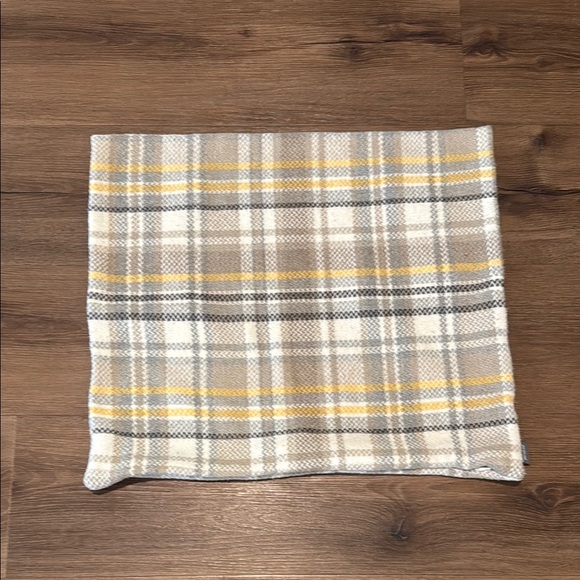Elegant Plaid Accent Pillow Covers - Gray, Cream & Yellow. 18" x 18" - Picture 2 of 6